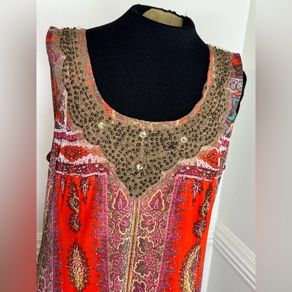 Reba Vibrant Orange and Purple Maxi Dress - Picture 2 of 5